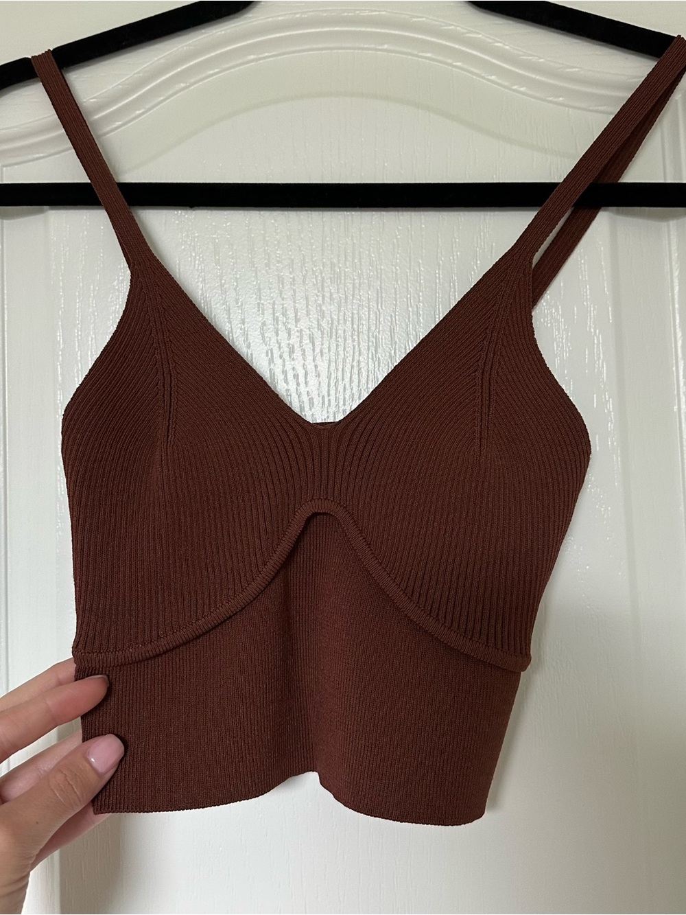 Forever 21 Brown Ribbed V-Neck Crop Camisole